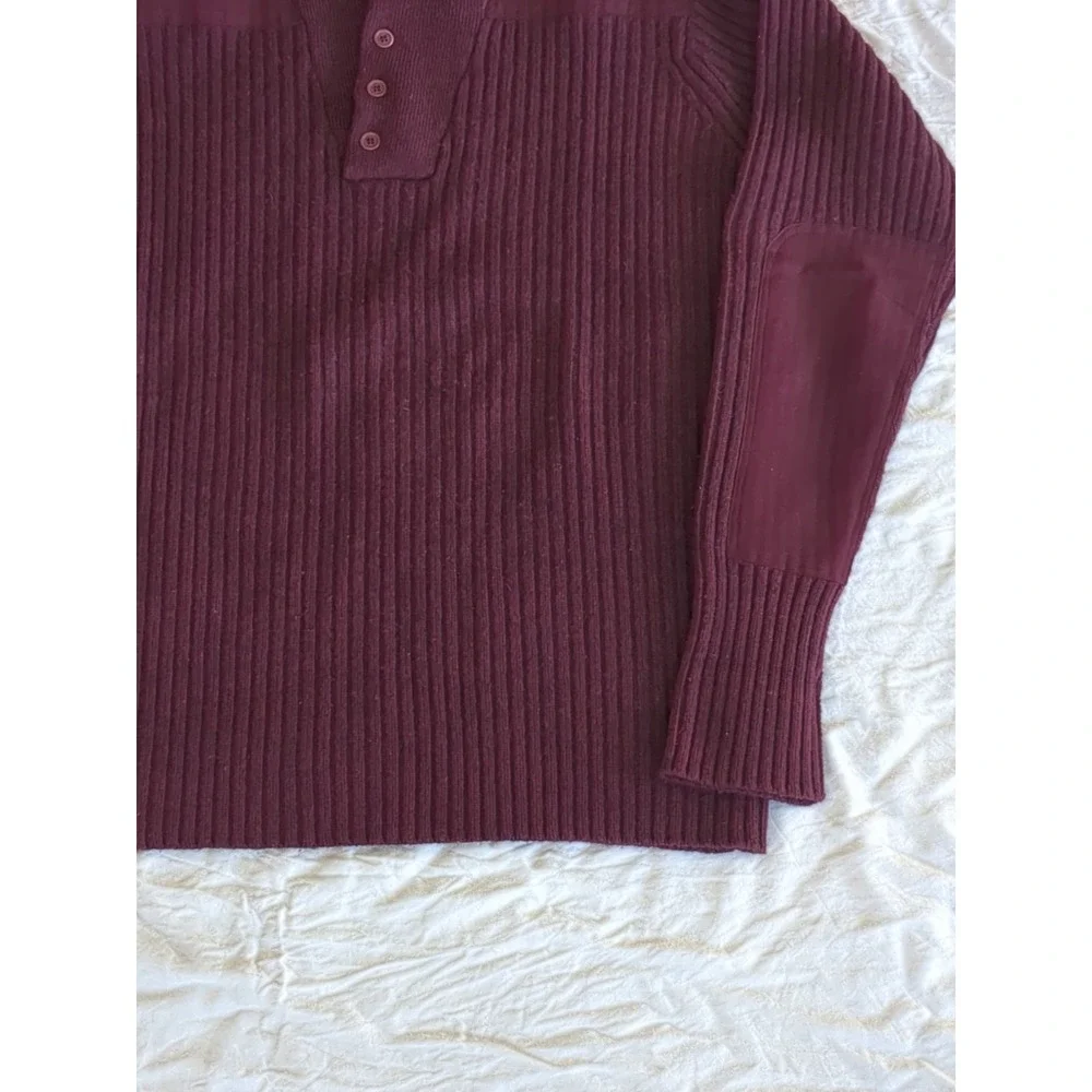 LL Bean Commando Henley Merino Wool Burgundy Red Sz XLT Fits‎ Lg Tall Pullover